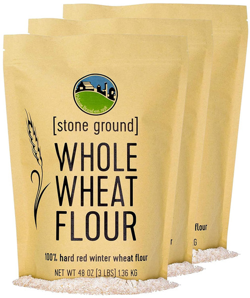 Hard Red Winter Wheat Flour 9 Lbs Non-Gmo Project Verified 100% Non-Irradiated Kosher Parve Usa Grown Field Traced Resealable Kraft Bag (3 Pound, Pack Of 3)