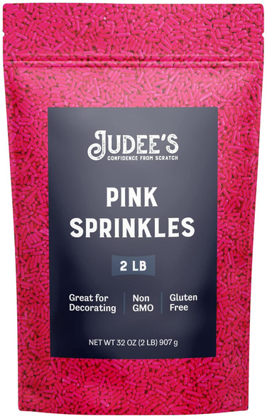 Judee'S Pink Sprinkles 2 Lb - Gluten- And Nut- - Brighten Up Your Baked Goods - Great For Cookie And Cake Decoration - Use For Baking And As Dessert And Ice Cream Toppings