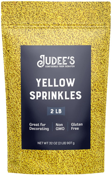 Judee'S Yellow Sprinkles 2 Lb - Gluten- And Nut- - Brighten Up Your Baked Goods - Great For Cookie And Cake Decoration - Use For Baking And As Dessert And Ice Cream Toppings