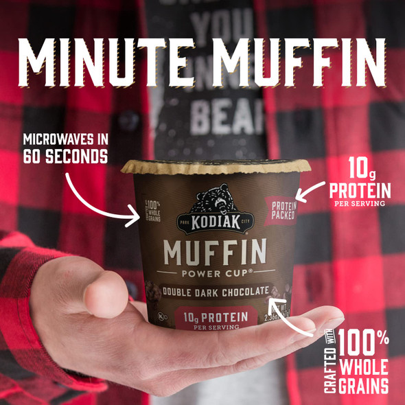 Kodiak Cakes Minute Muffins, Double Dark Chocolate, 2.36 Ounce (Pack Of 12) (Packaging May Vary) Kodiak Cakes Minute Muffins, Double Dark Chocolate, 2.36 Ounce (Pack Of 12) (Packaging May Vary)