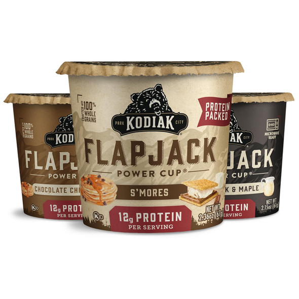 Kodiak Cakes Protein Pancake On The Go Flapjack Cups Mix Buttermilk, Chocolate Chip, & S’Mores Variety Pack