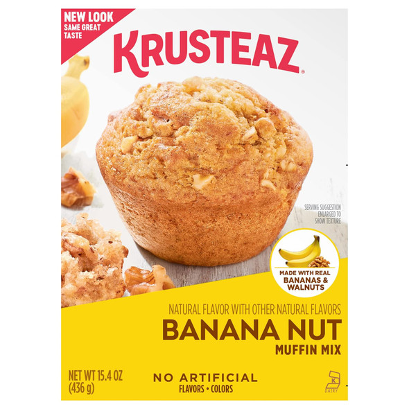 Krusteaz Banana Nut Muffin Mix, Made With Real Bananas & Walnuts, Baking Mix, No Artificial Flavors Or Colors, 15.4-Ounce Boxes (Pack Of 12)