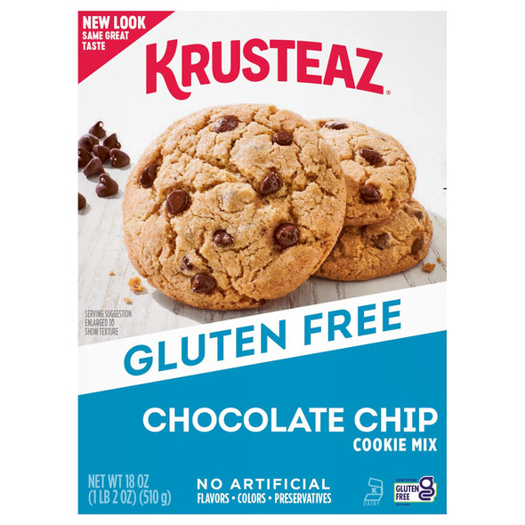 Krusteaz Gluten Chocolate Chip Cookie Mix, No Artificial Flavors, Colors, Or Preservatives, 18 Oz Boxes (Pack Of 8)