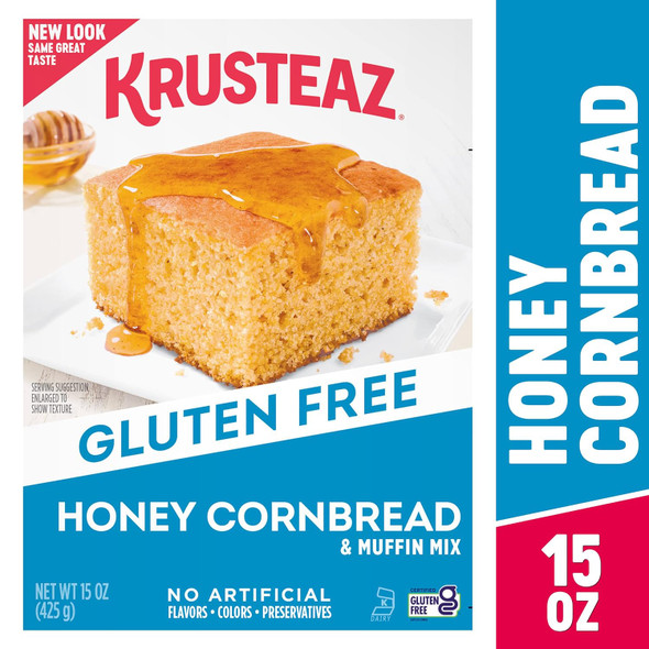 Krusteaz Gluten Honey Cornbread Mix, Made With Real Honey, 15 Oz Box