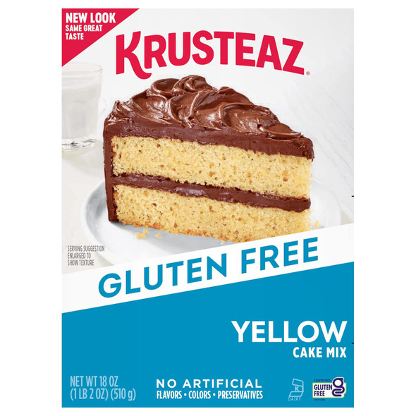 Krusteaz Gluten Yellow Cake Mix, No Artificial Flavors, Colors, Or Preservatives, 18 Oz Boxes (Pack Of 8)
