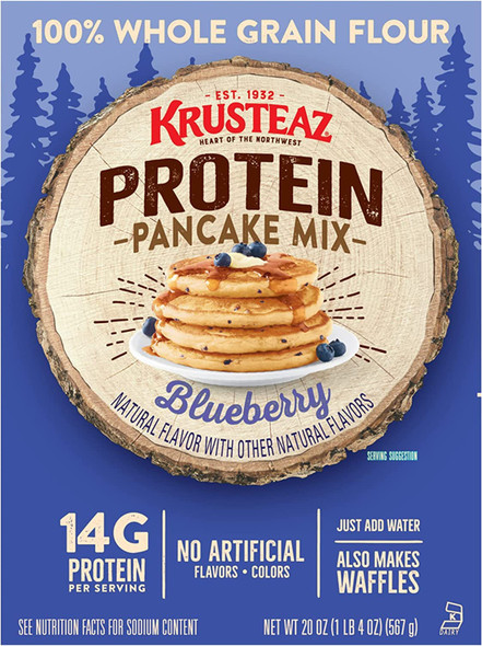 Krusteaz Protein Blueberry Pancake Mix, 20 Ounce (Pack Of 8) Krusteaz Protein Blueberry Pancake Mix, 20 Ounce (Pack Of 8)