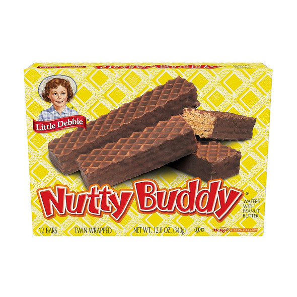 Little Debbie Nutty Buddy 96 Twin-Wrapped Wafer Bars, Chocolate, 12 Ounce (Pack Of 16)