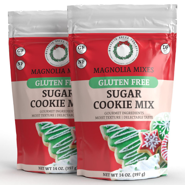 Magnolia Mixes - Holiday Sugar Cookie Mix - Premium Gluten- Baking Mix For Delicious 'Roll Out – Cut Out' Cookies - Moist & Light - Nut-, Dairy-, Soy- - 14Oz Each (2-Pack)