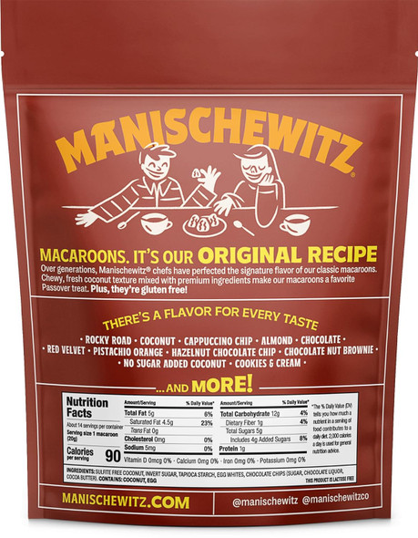 Manischewitz Chocolate Chip Macaroons, 10Oz Resealable Bag, Gluten , Kosher For Passover