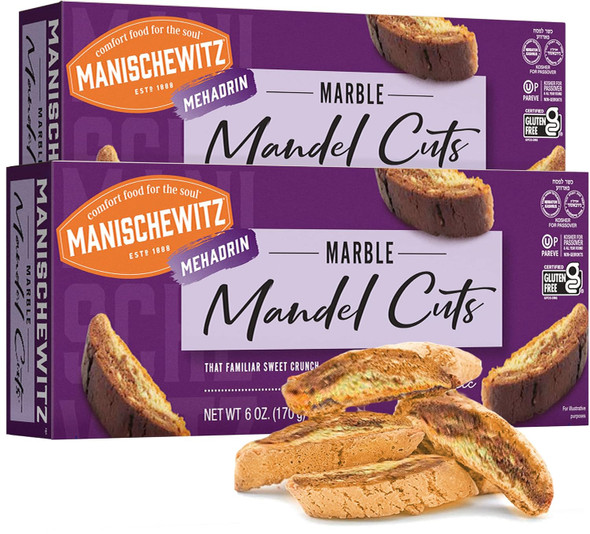 Manischewitz Marble Mandel Cuts 6Oz (2 Pack) Dairy , Gluten & Grain Biscotti, Kosher For Passover