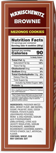 Manischewitz Passover Chocolate Brownie Cookies, 7 Oz (2 Pack) Crunchy Texture Mezonos Passover Cookies Gebrokts Kosher For Passover