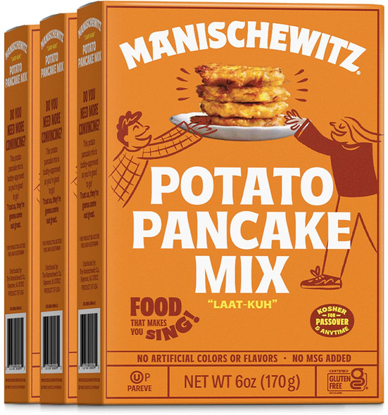 Manischewitz Potato Pancake Mix 6Oz (3 Pack) Gluten , No Msg, Traditional Style Potato Latke Mix