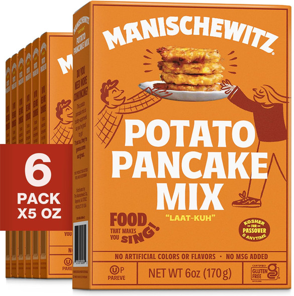 Manischewitz Potato Pancake Mix 6Oz (6 Pack) Gluten , No Msg, Traditional Style Potato Latke Mix