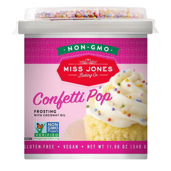 Miss Jones Baking 90% Organic Birthday Buttercream Frosting, Perfect For Icing And Decorating, Vegan-Friendly: Confetti Pop (Pack Of 1)