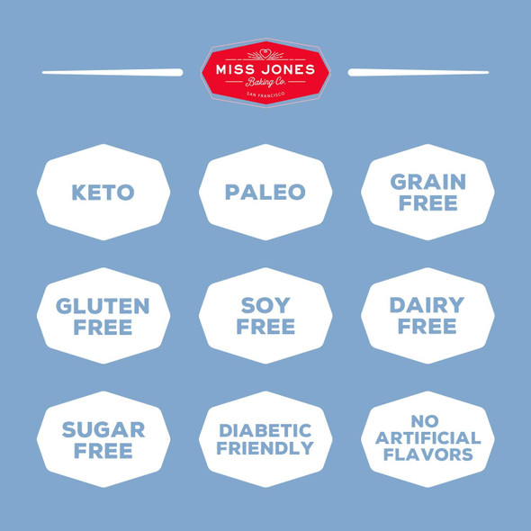 Miss Jones Baking Keto Blueberry Muffin Mix - Gluten , Low Carb, No Sugar Added, Naturally Sweetened Desserts & Treats - Diabetic, Atkins, Ww And Paleo Friendly