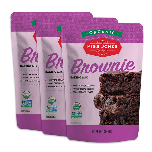 Miss Jones Baking Organic Fudge Brownie Mix, Non-Gmo, Vegan-Friendly: Rich Cocoa (Pack Of 3)