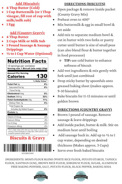 Mom'S Place Gluten Biscuits & Gravy Mix