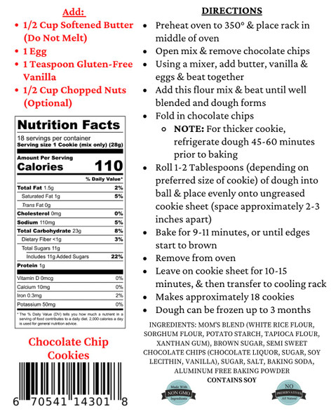 Mom'S Place Gluten Chocolate Chip Cookie Mix