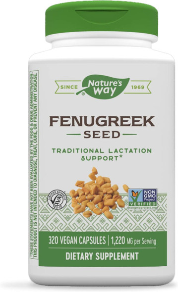 Nature'S Way Fenugreek Seed, Promotes Healthy Lactation, Non-Gmo Project Verified, Vegan, 320 Capsules