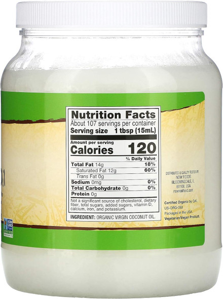Now Foods, Organic Virgin Coconut Cooking Oil, Cold-Presesed And Unrefined, Trans Fat , 100% Pure And Non-Gmo, 54-Ounce