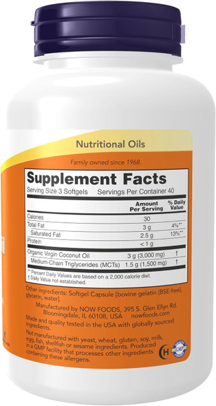 Now Supplements, Virgin Coconut Oil 1000 Mg, Cold Pressed And Unrefined, 120 Softgels Now Supplements, Virgin Coconut Oil 1000 Mg, Cold Pressed And Unrefined, 120 Softgels