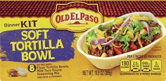 Old El Paso Soft Tortilla Bowl Taco Dinner Kit With Mild Taco Sauce & Seasoning Mix, 10.9 Oz