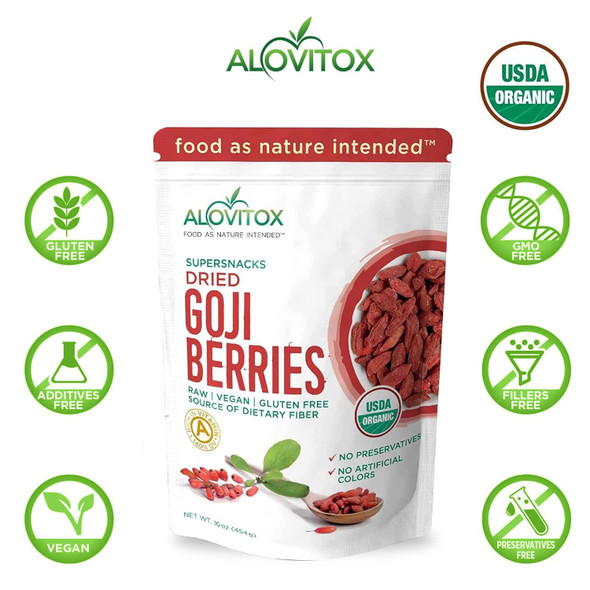 Organic Goji Berries Dried 16 Oz Raw, Vegan, Gluten Dried Goji Berries Organic Dried High Plant Based Protein,