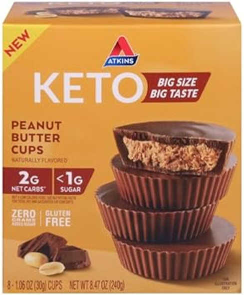 Peanut Butter Cups, 8 Cups, 1.06 Oz (30 G) Each, Atkins Peanut Butter Cups, 8 Cups, 1.06 Oz (30 G) Each, Atkins