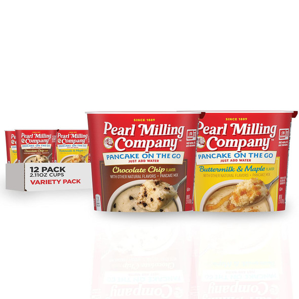 Pearl Milling Company Pancake Cups, 2 Flavor Variety, 2.11 Oz, Pack Of 12