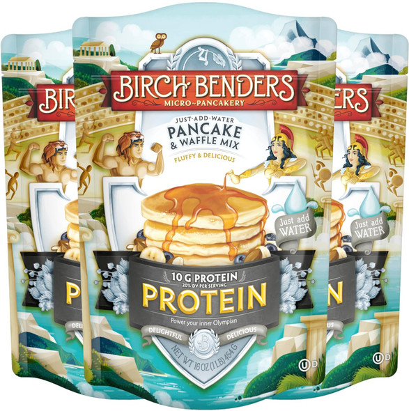 Performance Protein Pancake And Waffle Mix With Whey Protein By Birch Benders, 10 Grams Protein Per Serving, 1 Pound (Pack Of 3) Performance Protein Pancake And Waffle Mix With Whey Protein By Birch Benders, 10 Grams Protein Per Serving, 1 Pound (Pack Of 3)