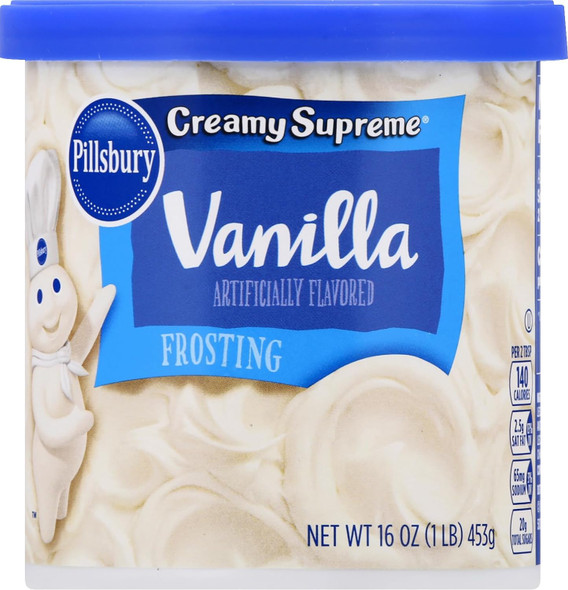 Pillsbury Creamy Supreme Vanilla Frosting, 16 Oz Can With By The Cup Spatula Knife