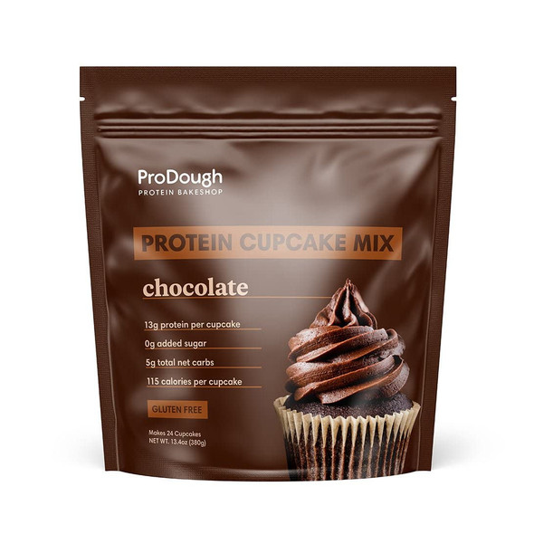 Prodough High Protein- Gluten Cake Mix, Low Carb, 13G Of Protein Per Cake, No Added Sugars, Keto Friendly, Makes 12, Healthy Dessert (Chocolate)