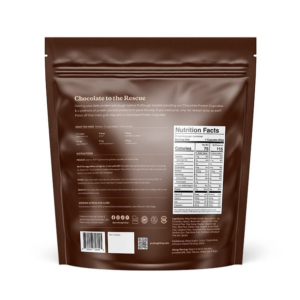 Prodough High Protein- Gluten Cake Mix, Low Carb, 13G Of Protein Per Cake, No Added Sugars, Keto Friendly, Makes 12, Healthy Dessert (Chocolate)