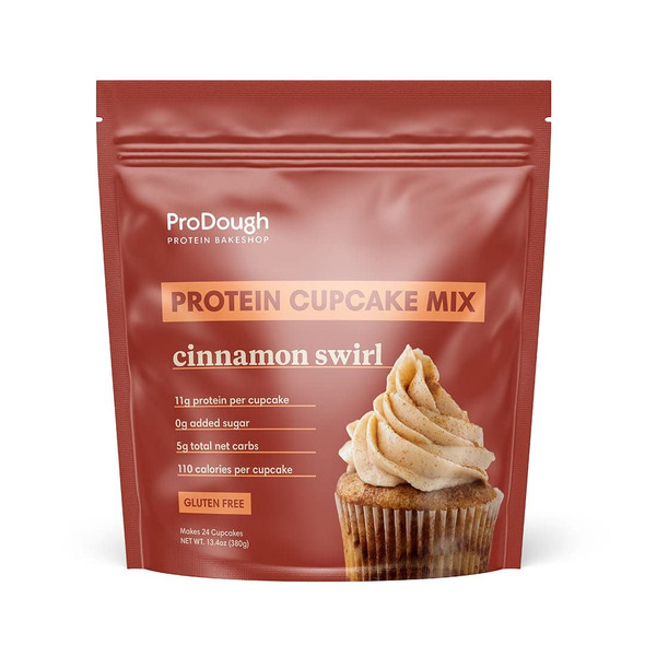 Prodough High Protein- Gluten Cake Mix, Low Carb, 13G Of Protein Per Cake, No Added Sugars, Keto Friendly, Makes 12, Healthy Dessert (Cinnamon Swirl)
