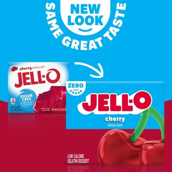 Sugar Black Cherry Jell-O Gelatin, 0.3 Ounces (Pack Of 3) With By The Cup Mood Spoons