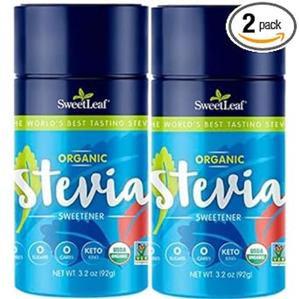 Sweetleaf Organic Stevia Powder Shaker Jar - Zero Calorie Stevia Sweetener, No Bitter Aftertaste, Plant-Based Sugar Substitute, Non-Gmo Sweet Leaf Stevia, 3.2 Oz Ea (Pack Of 2) Sweetleaf Organic Stevia Powder Shaker Jar - Zero Calorie Stevia Sweetener, No Bitter Aftertaste, Plant-Based Sugar Substitute, Non-Gmo Sweet Leaf Stevia, 3.2 Oz Ea (Pack Of 2)