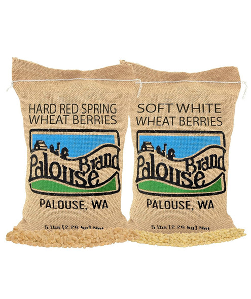 Wheat Berries Hard Red Spring And Soft White Wheat Pack 2-5 Lb Burlap Bags (10 Lbs Total) Washington Family Farmed Non-Gmo Project Verified