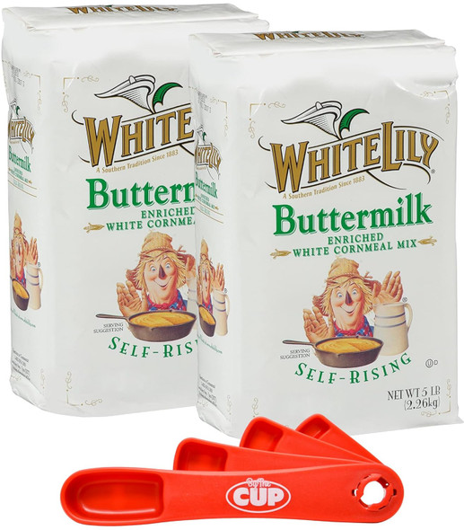 White Lily Buttermilk Corn Meal Self Rising 5 Lb Bag (Pack Of 2) By The Cup Swivel Spoons