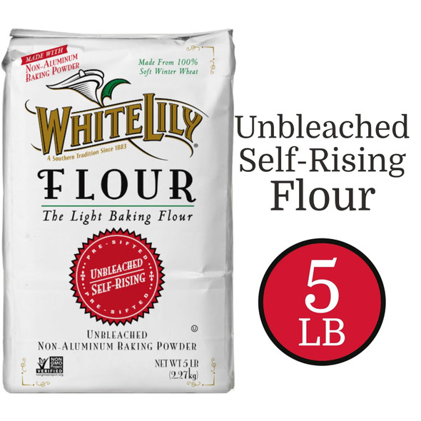 White Lily Non-Gmo Aluminum- Unbleached Self Rising Flour 5 Lb Bag (Pack Of 2) By The Cup Swivel Spoons