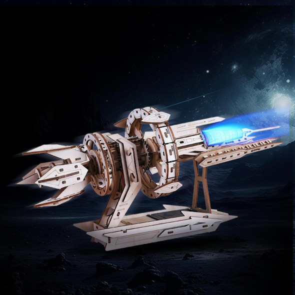 Aibung 3D Puzzles For Adults – Wooden Diy Starship With Led & Gears Unique Adult Puzzle For Teens & Puzzle For Adults Sci-Fi Collectible With Mechanical Fun