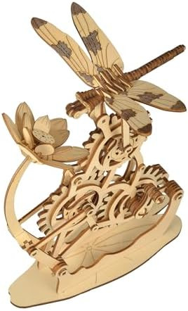Aida & Hani Wooden Dragonfly 3D Puzzle - Creative Diy Assembly Mechanical Wood With Mortise And Tenon Structure - Jigsaw Toy Ornament