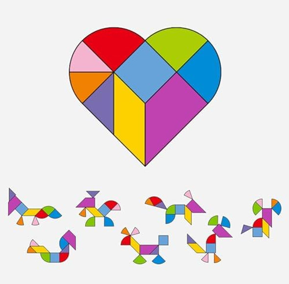 Alalatois Wooden Blocks Puzzle Brain Teasers Toy 6 In1Geometric Wooden Tangram Puzzle Game Geometry Jigsaw 3D Logic Iq Games Stem Montessori Educational For Kids Adults
