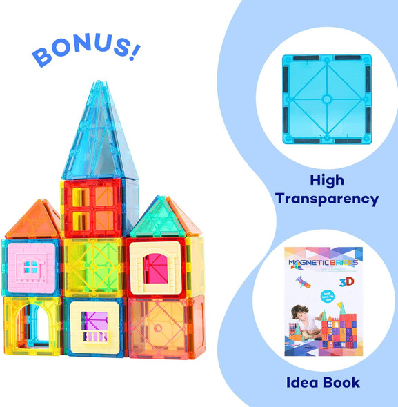 Anbalulu Magnetic Tiles 100Pcs With 2 Cars Stem Educational Building Blocks For Kids Ages 3-9 Magnet Construction Toys For Toddlers Anbalulu Magnetic Tiles 100Pcs With 2 Cars Stem Educational Building Blocks For Kids Ages 3-9 Magnet Construction Toys For Toddlers