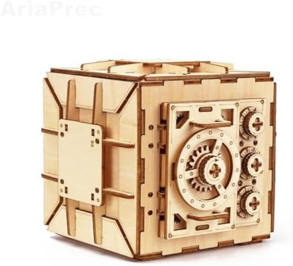Ariaprec 3D Wooden Safe Box Puzzle Diy Kit - 111 Pieces Mechanical Coin Bank With Combination Lock - Laser Cut Elegant Design For Puzzle Lovers