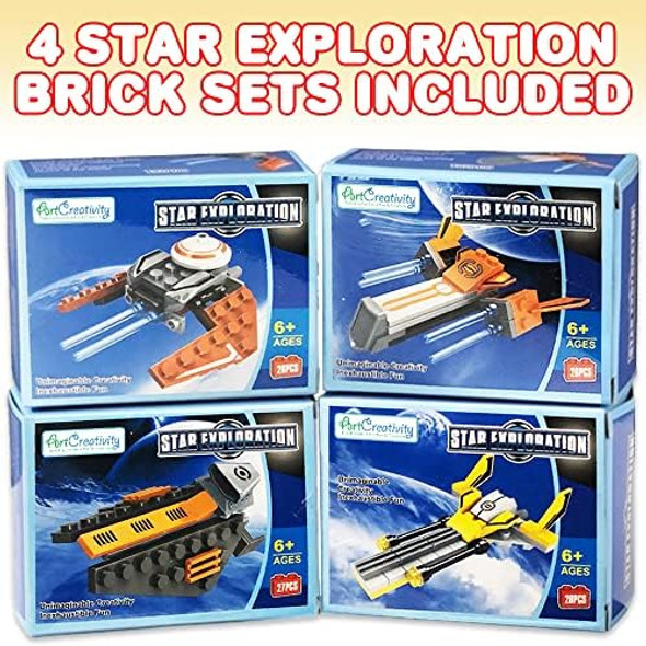 Artcreativity Star Exploration Bricks Set Of 4 Space Ship Building Toys For Kids In Assorted Designs 3D Puzzles For Kids Outer Space Party Favors And Galaxy Party Supplies For Ages 6 And Up Artcreativity Star Exploration Bricks Set Of 4 Space Ship Building Toys For Kids In Assorted Designs 3D Puzzles For Kids Outer Space Party Favors And Galaxy Party Supplies For Ages 6 And Up