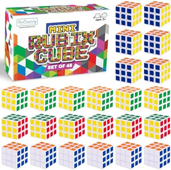 Artcreativity 48 Pack Mini Rubix Cube Set - Bulk Ultra Portable Fidget Cubes For Kids And Adults - 3D Puzzle For Fidgeting Stress Relief And Learning - Mini Puzzle Party Favors Artcreativity 48 Pack Mini Rubix Cube Set - Bulk Ultra Portable Fidget Cubes For Kids And Adults - 3D Puzzle For Fidgeting Stress Relief And Learning - Mini Puzzle Party Favors