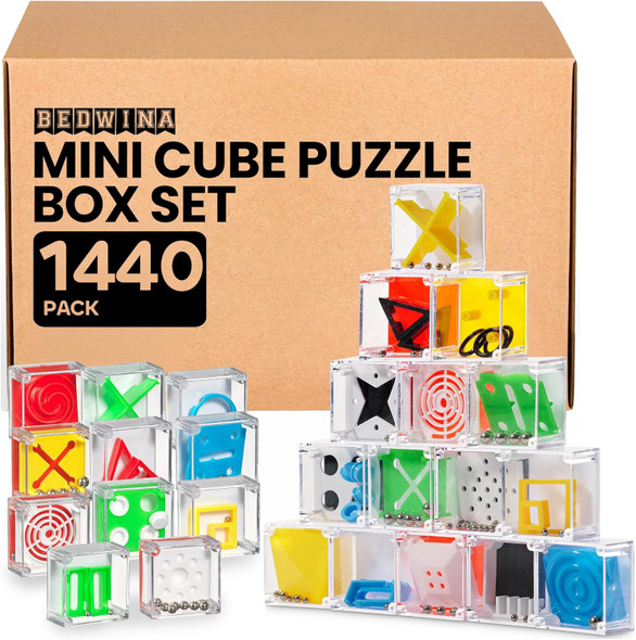 Bedwina Mini Cube Puzzle Box Set - Pack Of 24 Balance Iq Party Favor Games For Kids Teens And Adults 1.5 Inch 3D Brain Teaser Maze Ball Toy Puzzles Mini Ball Game For Kids In Bulk