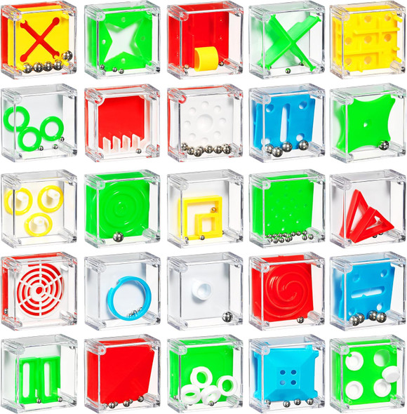 Bedwina Mini Cube Puzzle Box Set - Pack Of 24 Balance Iq Party Favor Games For Kids Teens And Adults 1.5 Inch 3D Brain Teaser Maze Ball Toy Puzzles Mini Ball Game For Kids In Bulk