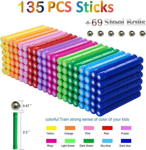 Beicarin 310 Pcs Magnetic Building Sticks Blocks Toys Magnet Educational Toys Magnetic Blocks Sticks Stacking Toys Set For Kids And Adult Non-Toxic Building Toy 3D Puzzle With Storage Bag