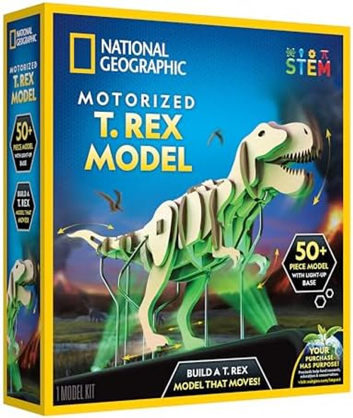 Blue Marble National Geographic Motorized Dinosaur 3D Puzzle - 50-Piece 3D T. Rex Wood Model Kit With Light-Up Motorized Display Base And 8 Light Settings 3D Puzzles For Kids Buildable Dinosaur Model Blue Marble National Geographic Motorized Dinosaur 3D Puzzle - 50-Piece 3D T. Rex Wood Model Kit With Light-Up Motorized Display Base And 8 Light Settings 3D Puzzles For Kids Buildable Dinosaur Model